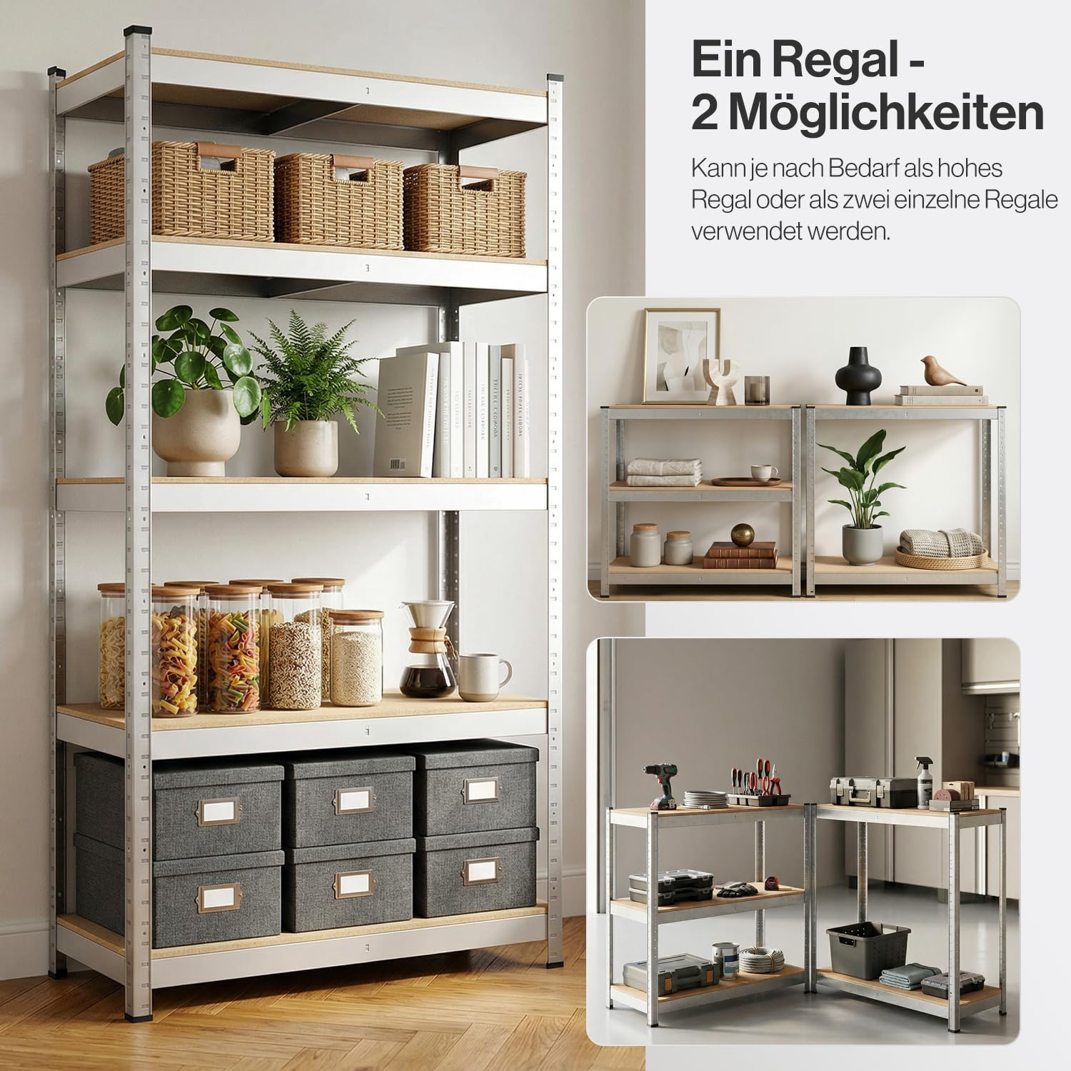 Panorama24 Belko Schwerlastregal 2er Set Lagerregal 180 x 90 x 40 cm, 2 Stück, Kellerregal, Steckregal, Werkstattregal belastbar bis 875kg