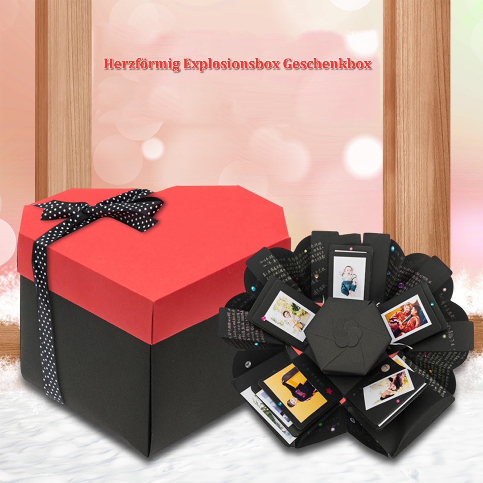 ENLACE Pudełko niespodzianka w kształcie serca, pudełko na prezent, album fotograficzny "zrób to sam", ręcznie robiony scrapbooking, pudełko eksplozyjne na urodziny, Boże Narodzenie, rocznicę,
