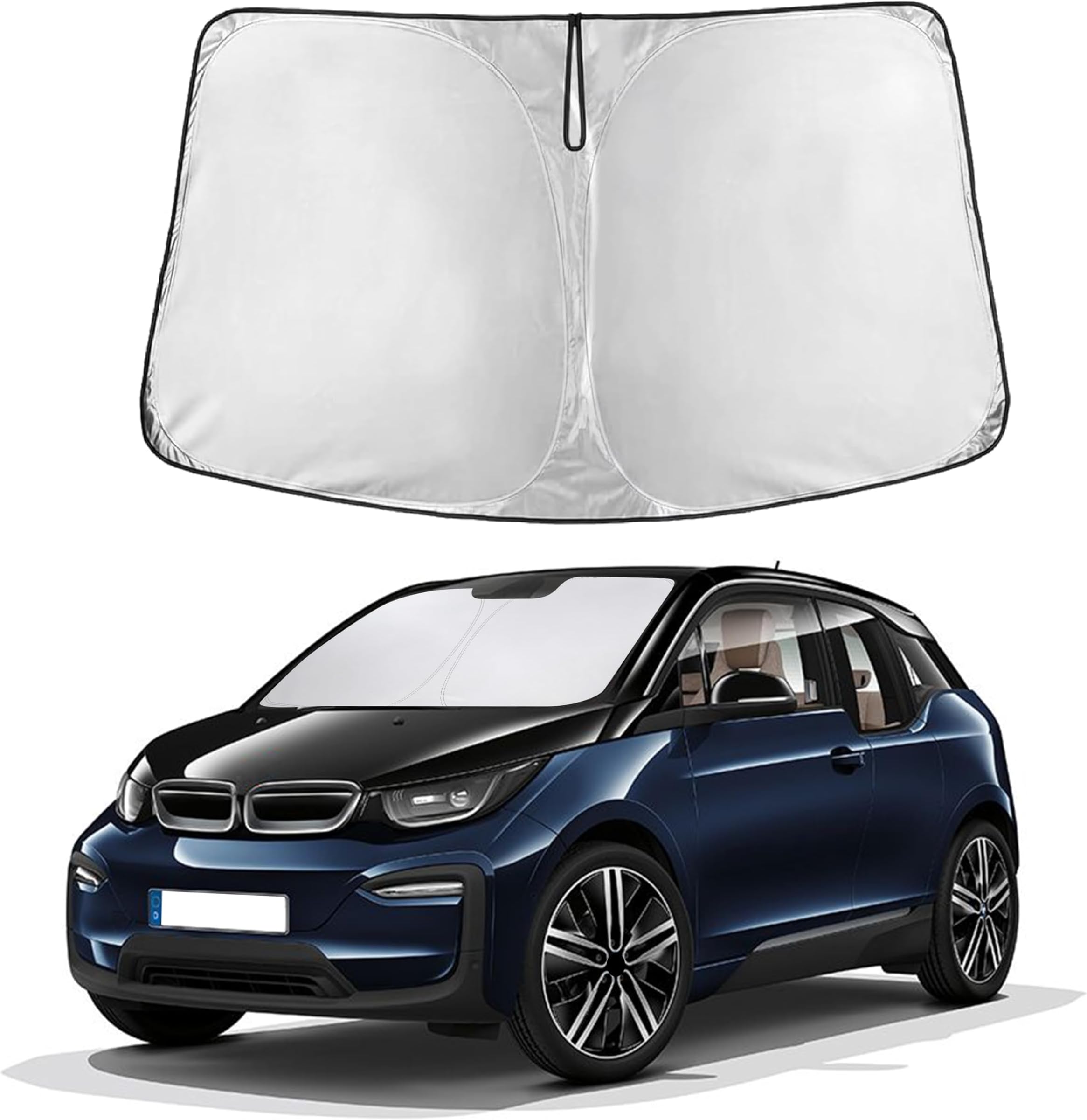 EcoNour Windshield Sun Shade Compatible for BMW i3 | Front Window Sunshade | Foldable Sun Visor | UV & Heat Blocking Protection