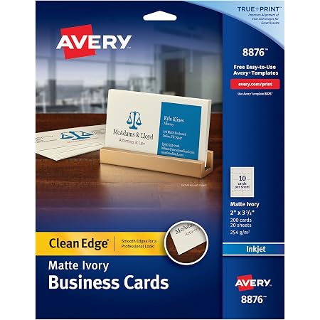 Amazon.com : Avery Clean Edge Printable Business Cards with Sure Feed ...