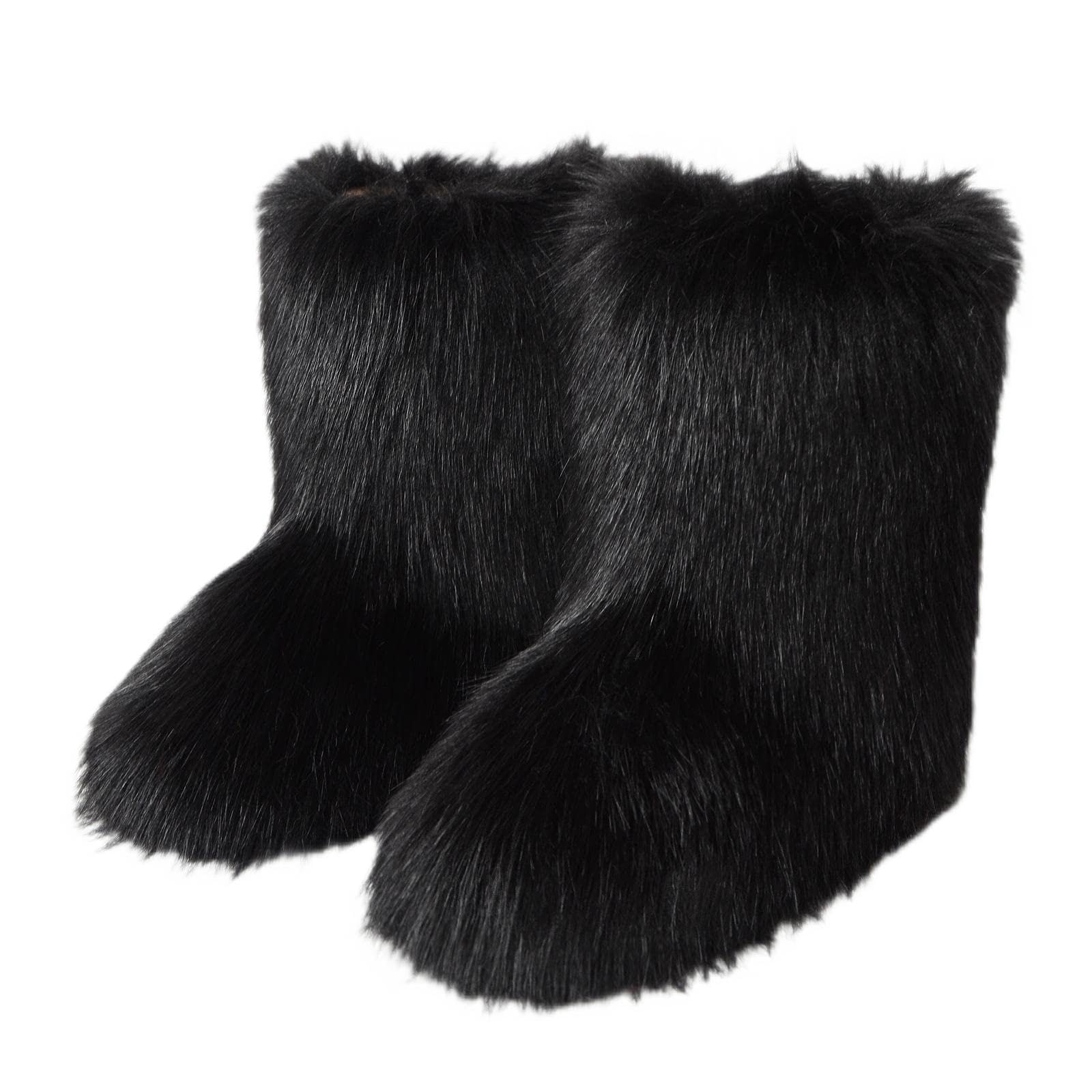 FUNCOS Womens Faux Fur Boots Warm Fuzzy Fluffy Winter Halloween Party Costume Shoes