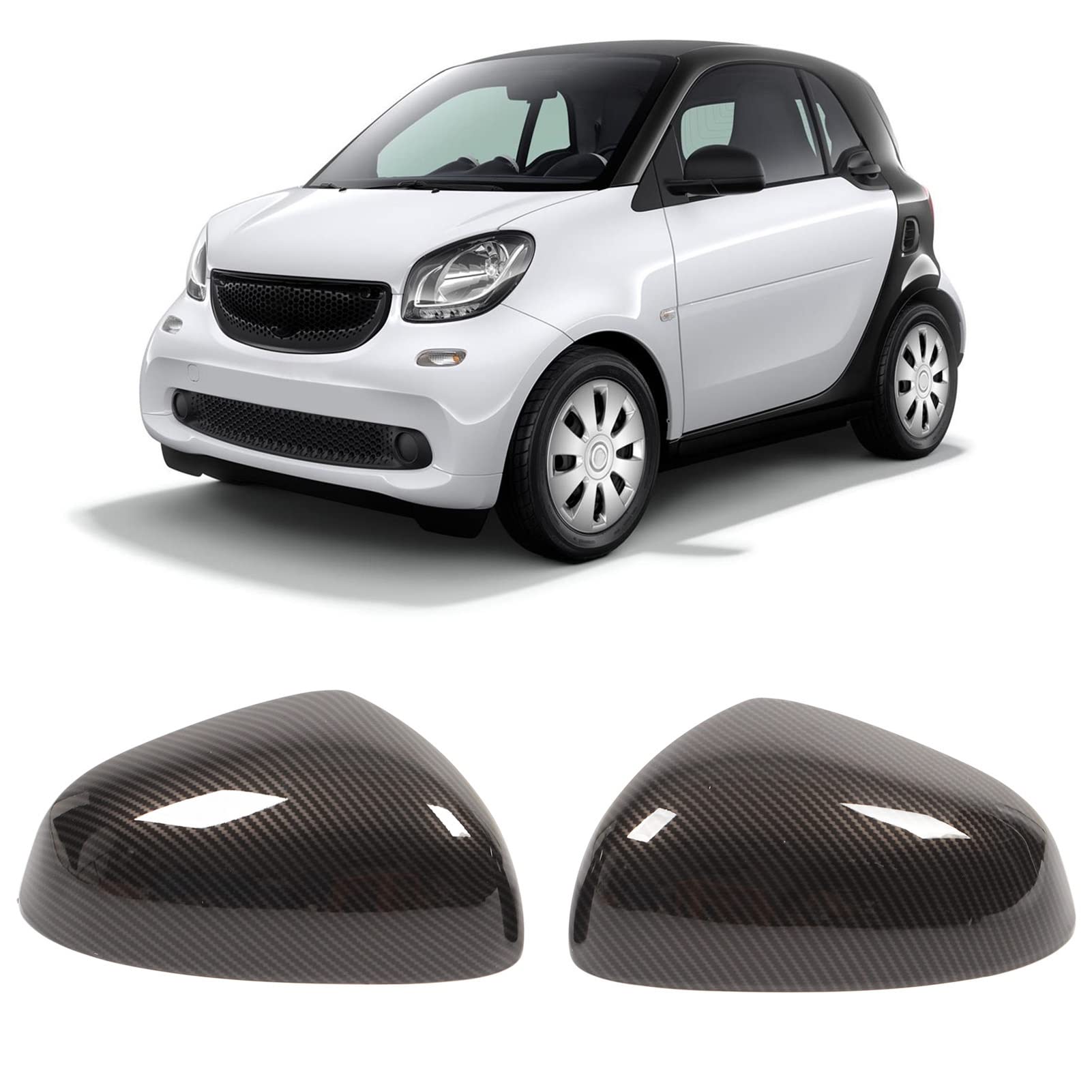Copertura Specchietto Retrovisore In Fibra Di Carbonio Per Smart Fortwo C453/A453 2016-2021 (incluso EQ) - 2 Pezzi, In ABS Con Adesivo, Protezione E Stile