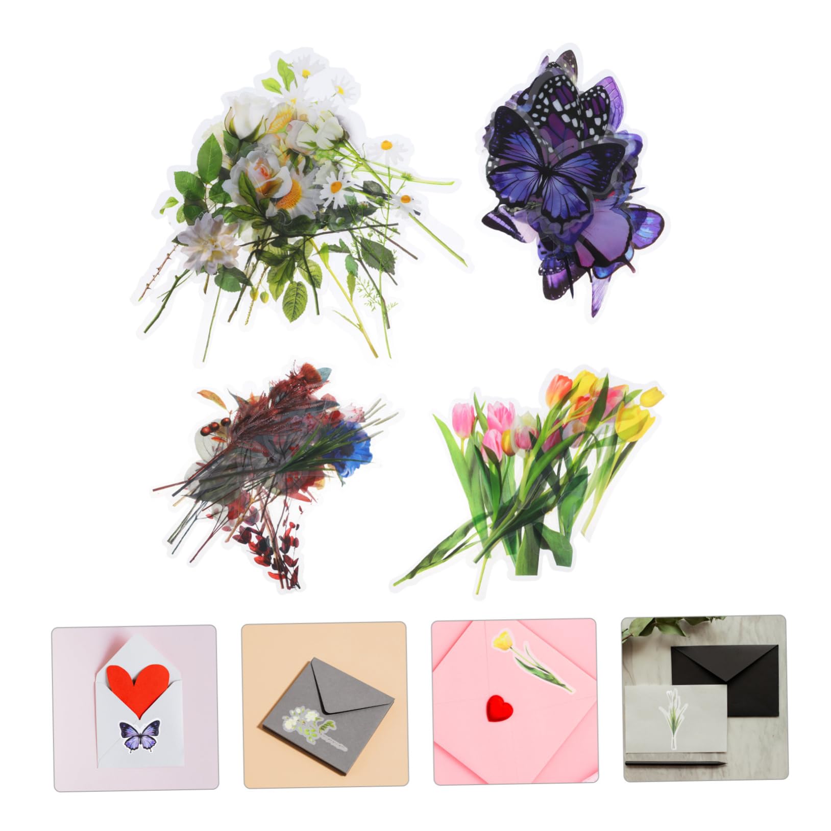 SHINEOFI 3 Pezzi 4 Adesivi Per Manuali Adesivi Retrò Per Piante E Fiori Impermeabili Per Animali Domestici Carini Per Album Estetici Per Fiori