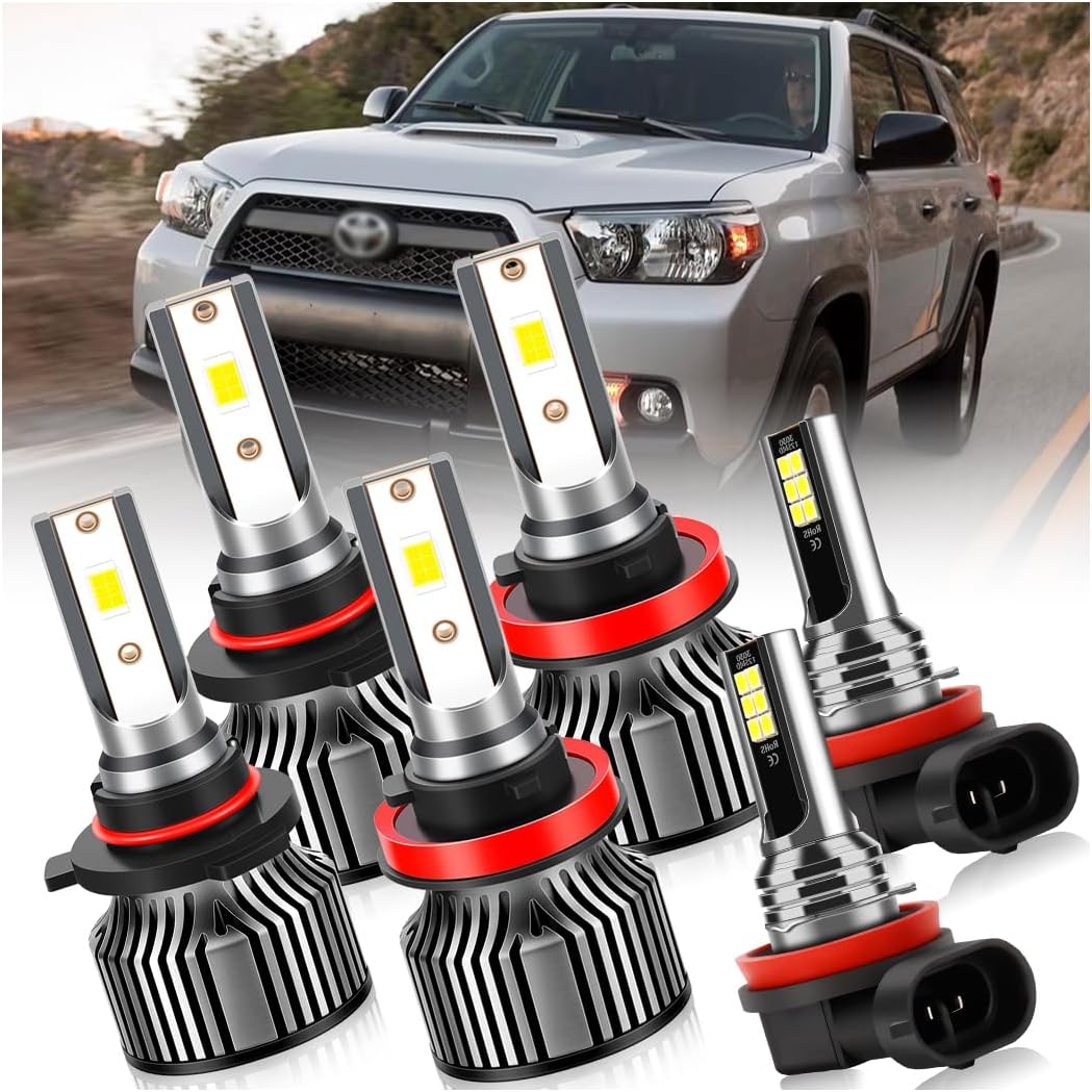 For Toyota RAV4 2013-2015, 9005 High beam H11 Low Beam H11 Fog lights LED Bulbs Combo, 6500K White, 22000LM 500% Brightness, Plug and Play, Pack of 6