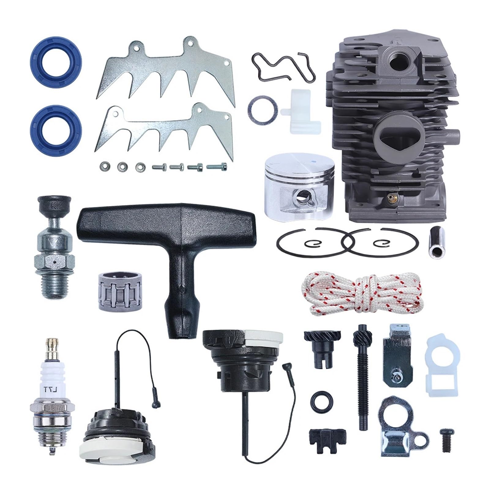Kit de Ajuste de púas de trinquete de pistón de Cilindro de 46 mm for Motosierra MS280, MS270, MS 270 y 280, Tapa de Gasolina y trinquete de Arranque.