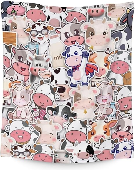 Cow Blanket Gifts - 50"x60" Cute Throw for Women, Girls - Colorful Soft Fuzzy Blankets for Bed, Couch & Living Room