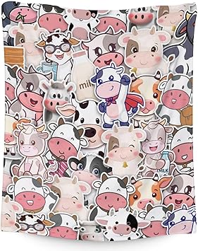 Cow Blanket Gifts - 50"x60" Cute Throw for Women, Girls - Colorful Soft Fuzzy Blankets for Bed, Couch & Living Room