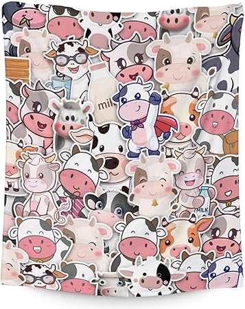 Cow Blanket Gifts - 50"x60" Cute Throw for Women, Girls - Colorful Soft Fuzzy Blankets for Bed, Couch & Living Room