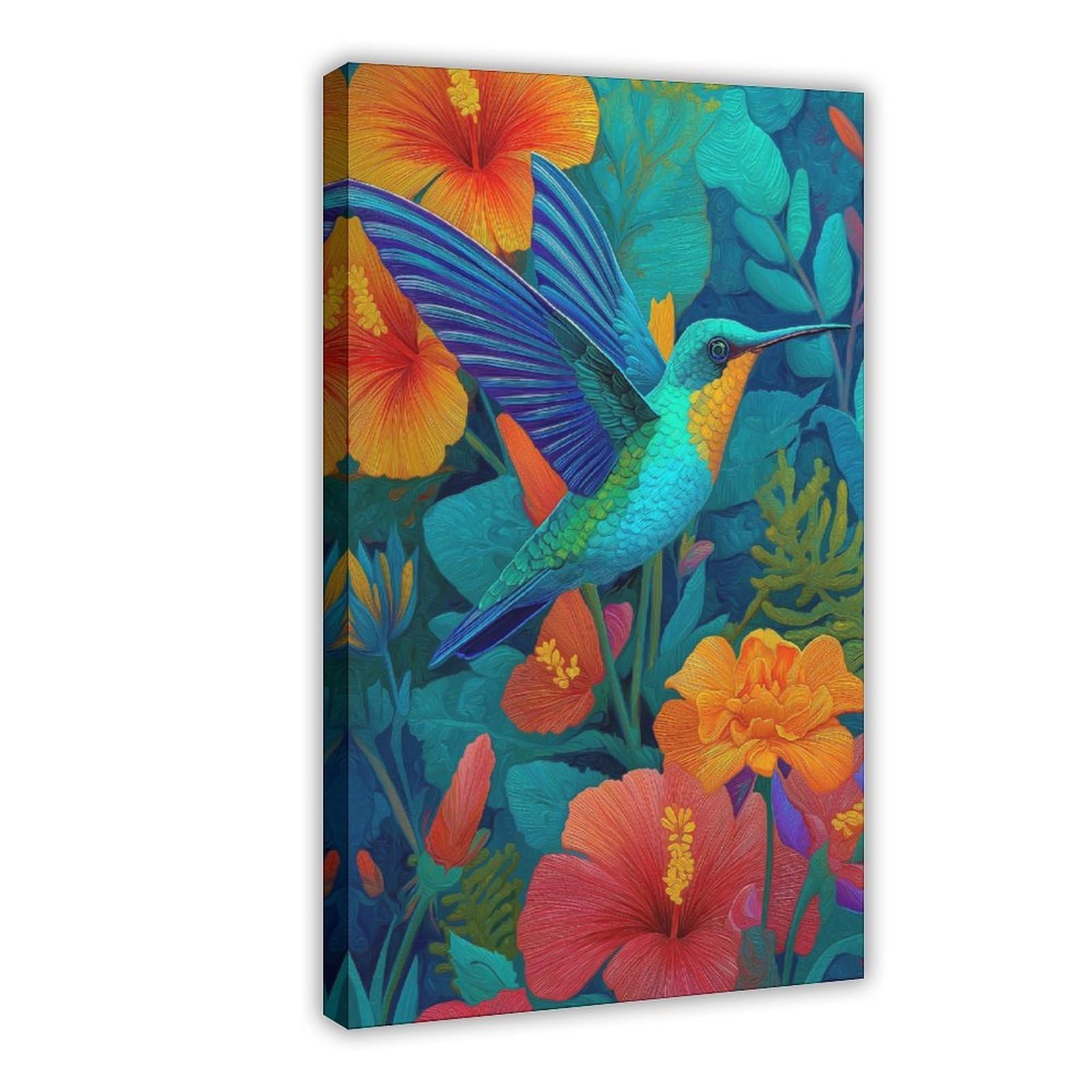 MRYCQ Tropical Hummingbird Poster Canvas Poster for Office Decor Gift