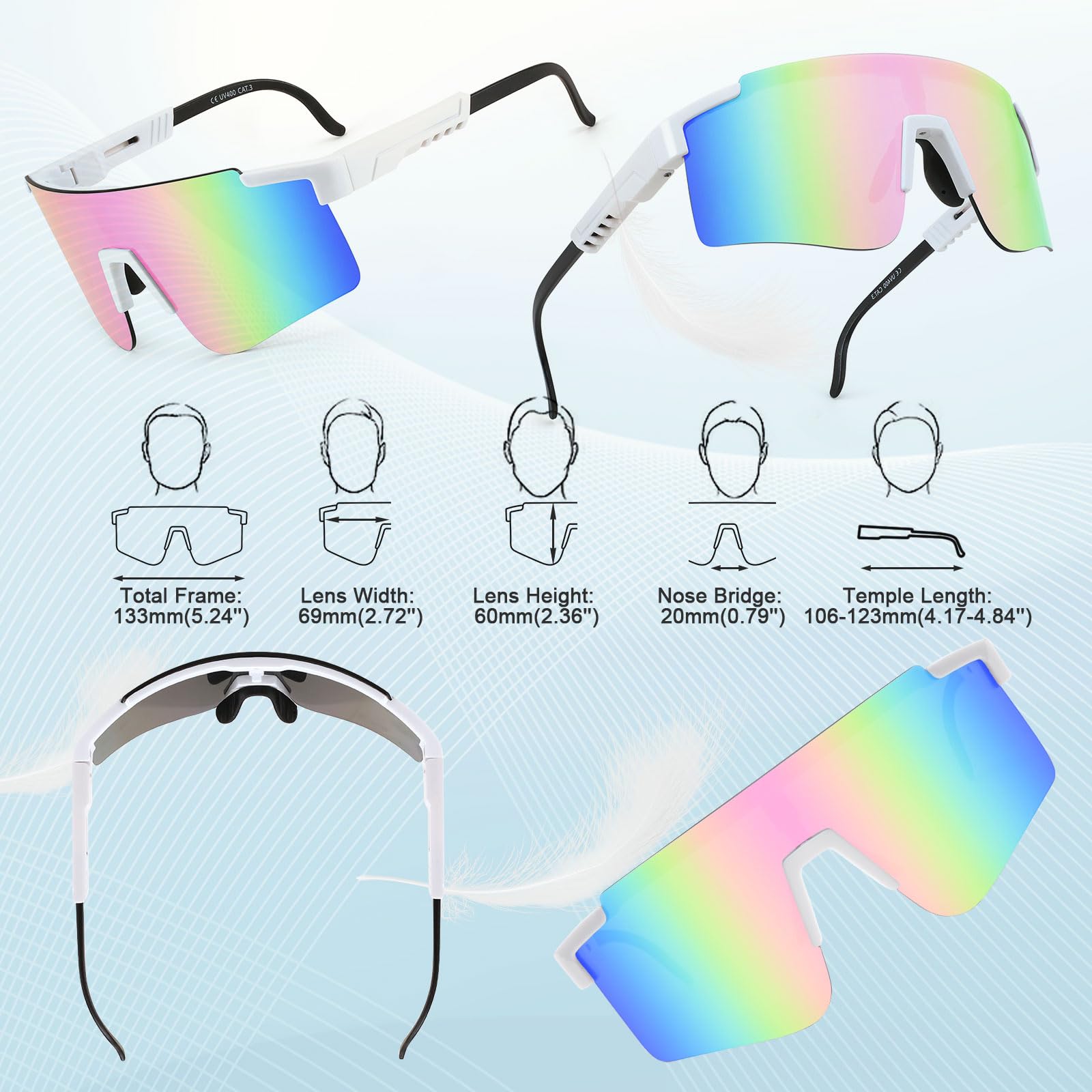 Lunettes de soleil de cyclisme pour homme et femme des années 80 avec visière réglable pour enfants de 8 à 16 ans