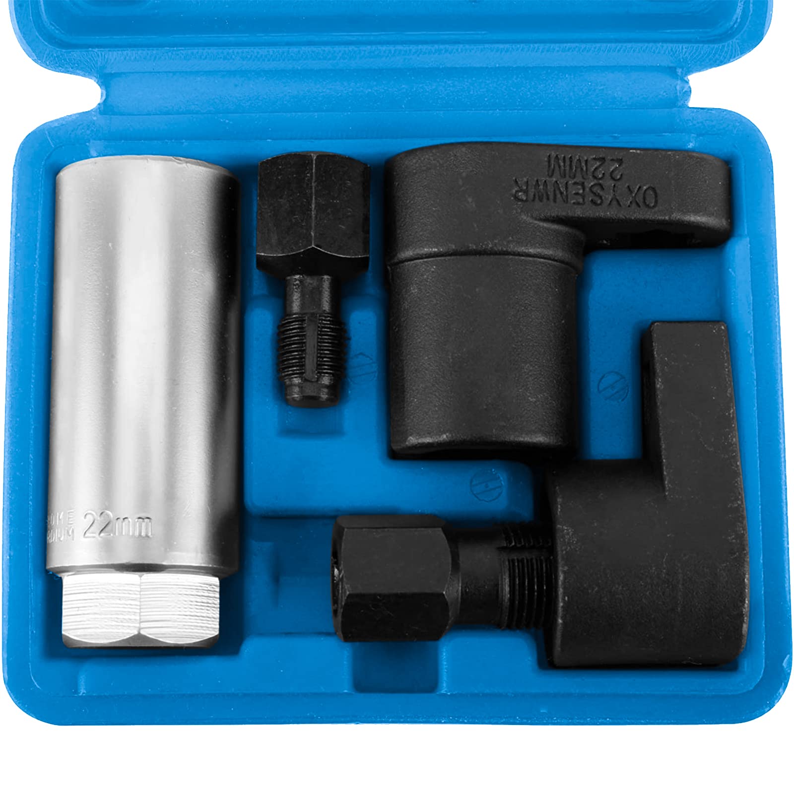 BTSHUB 5pcs Oxygen Sensor Socket Tool Kit Thread Chaser Install Offset O2 Wrench Oil Pressure Sending Unit Set