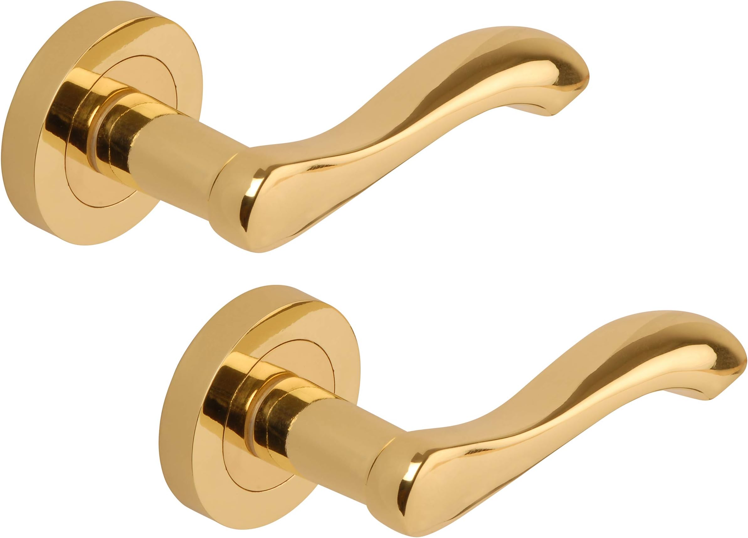 EXCEL - DH003678 Venus Passage Internal Door Handles on Round Rose, Polised Electro Brass