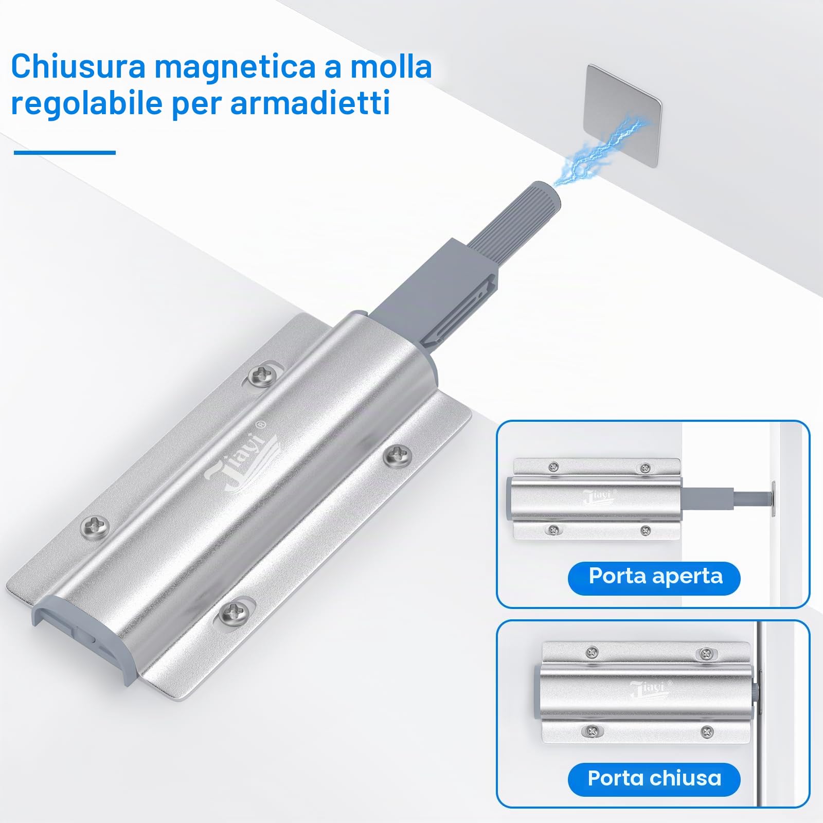 Push Pull per Ante Jiayi 2 Pezzi Apertura a Pressione Ante Chiusura Magnetico Pressione Home Push to Open Custodia in Alluminio Chiusura Push Pull Ante per Mobile Apertura Pressione Sistema