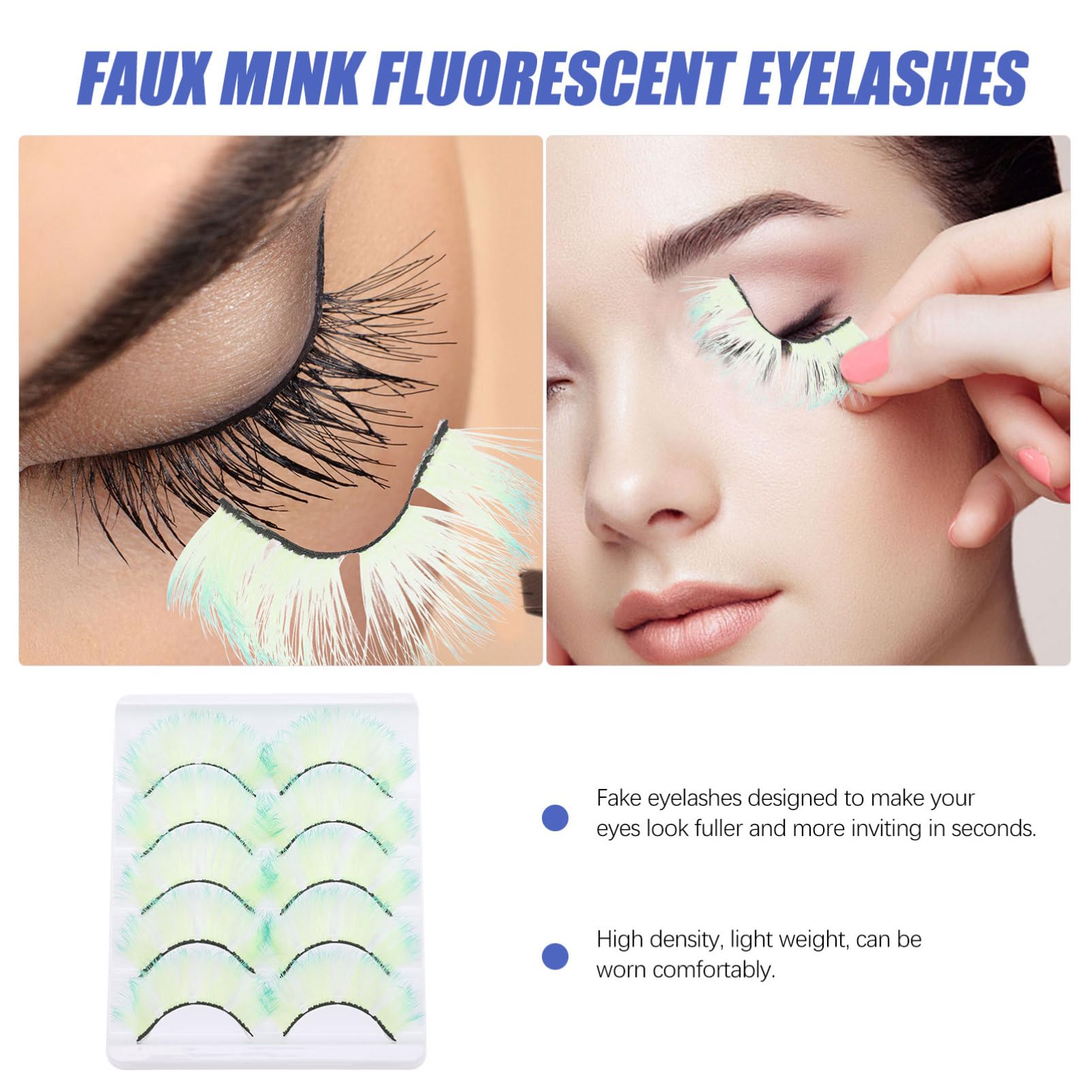 25pares Pestañas Postizas Fluorescentes De Para Maquillaje De Fiesta Ligeras y Cómodas Para Bodas y Eventos Especiales