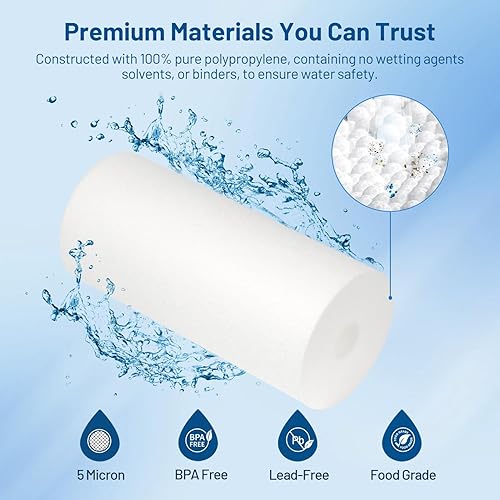 Miniatura 2 de Whole House - Cartucho de filtro de agua de polipropileno de 10 x 4.5 pulgadas para pozo de sedimentos de 5 micrones para DGD-5005, 155357-43,