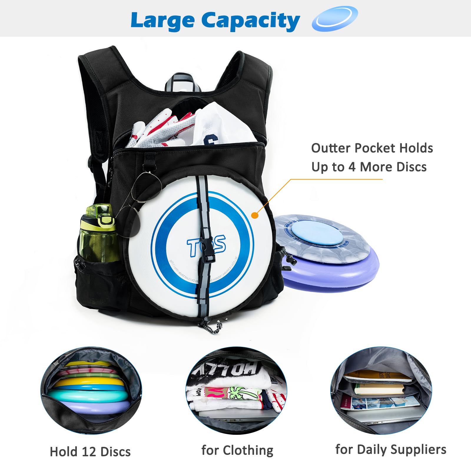 Disc-Golftasche, Frisbee-Disc-Golf-Rucksack, kompatibel mit Tosy Flying Disc Golf-Aufbewahrung mit Disc-Golf-Handtuch, Disc-Golf-Rucksack mit Retriever-Halterung