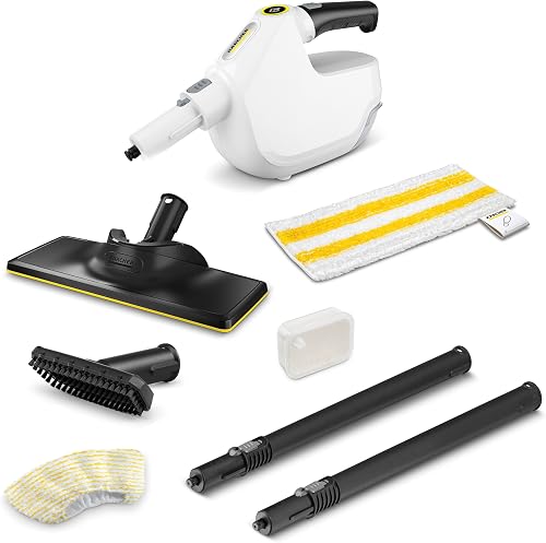 Kärcher SC 1 Multi & Up Steam Cleaner, Heating Time: 30s, Capacity: Approx. 30 m², Tank: 0.2 L, Weight: 1.6 kg, EasyFix Large Nozzle, Microfibre Mop Large, Descaling Cartridge - 2