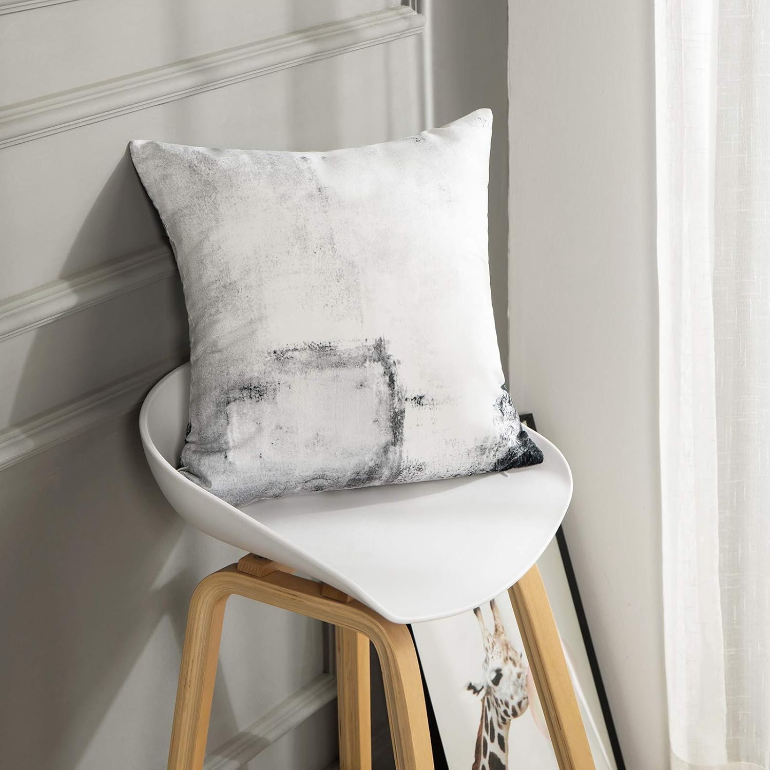 Britimes Throw Pillow Covers Modern Home Art Decor, 18 x 18 Inches Set of 2 Pillow Cases Decorative, Abstract Oil Painting Pillowcases for Bedroom, Living Room, Cushion Couch Sofa, Black White - Image 2