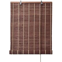NIANXINN Bamboo Roll Up Window Blind Sun Shade,Rustic Style Wood Roman Shades,Blackout Curtain,Sunshade Privacy Bamboo Roller Blinds for Indoor Outdoors,Dark Brown,Customizable W55xH110cm/22x43in