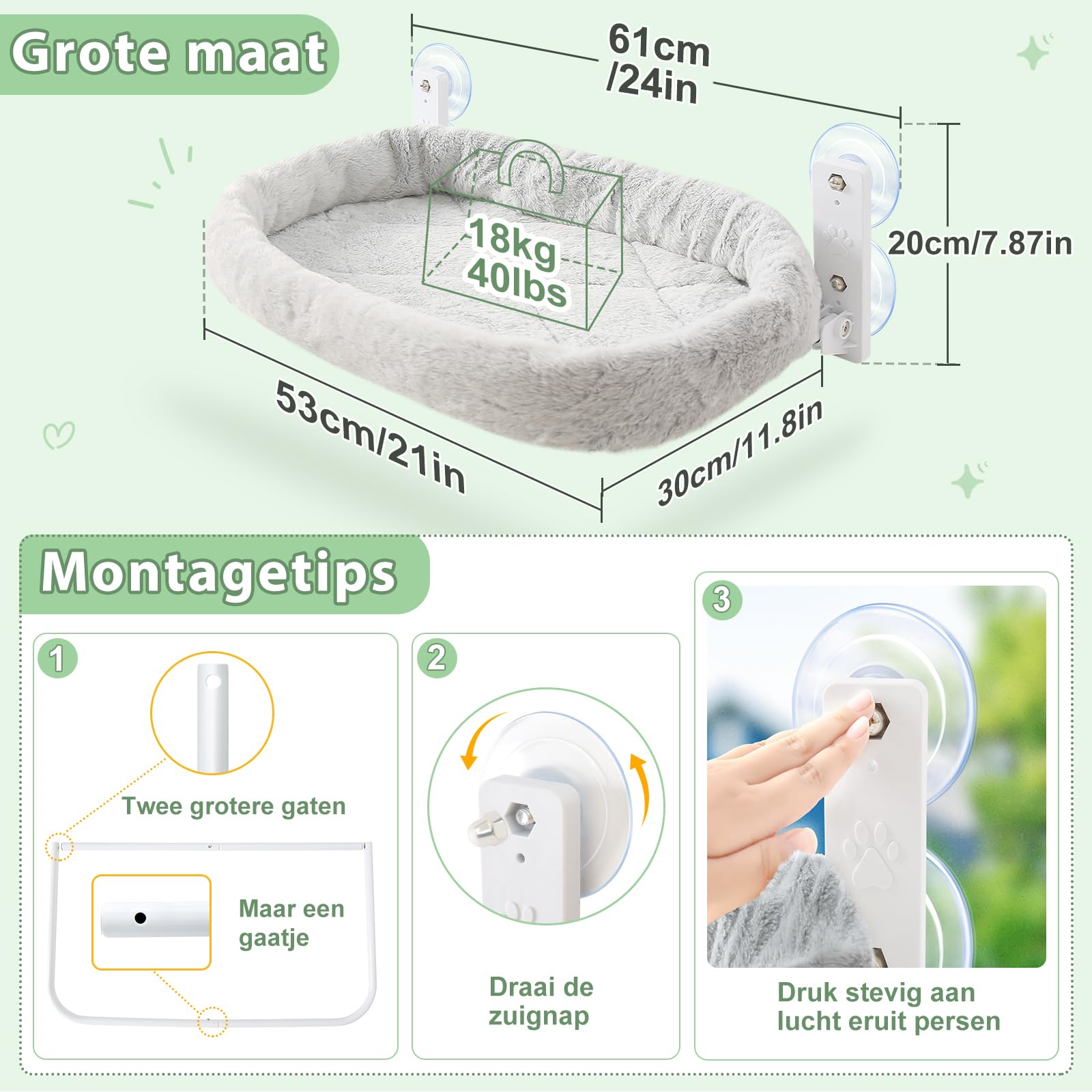 Dracarys Kattenraamstok, Stevige Opvouwbare Kattenhangmat Bij Het Raam, Draadloos Rusthuisdierbed Voor Binnenkatten Om Te Zonnebaden, Kittenbedden Kattenplanken Met 4 Sterke Zuignappen Houd Tot 20 Kg