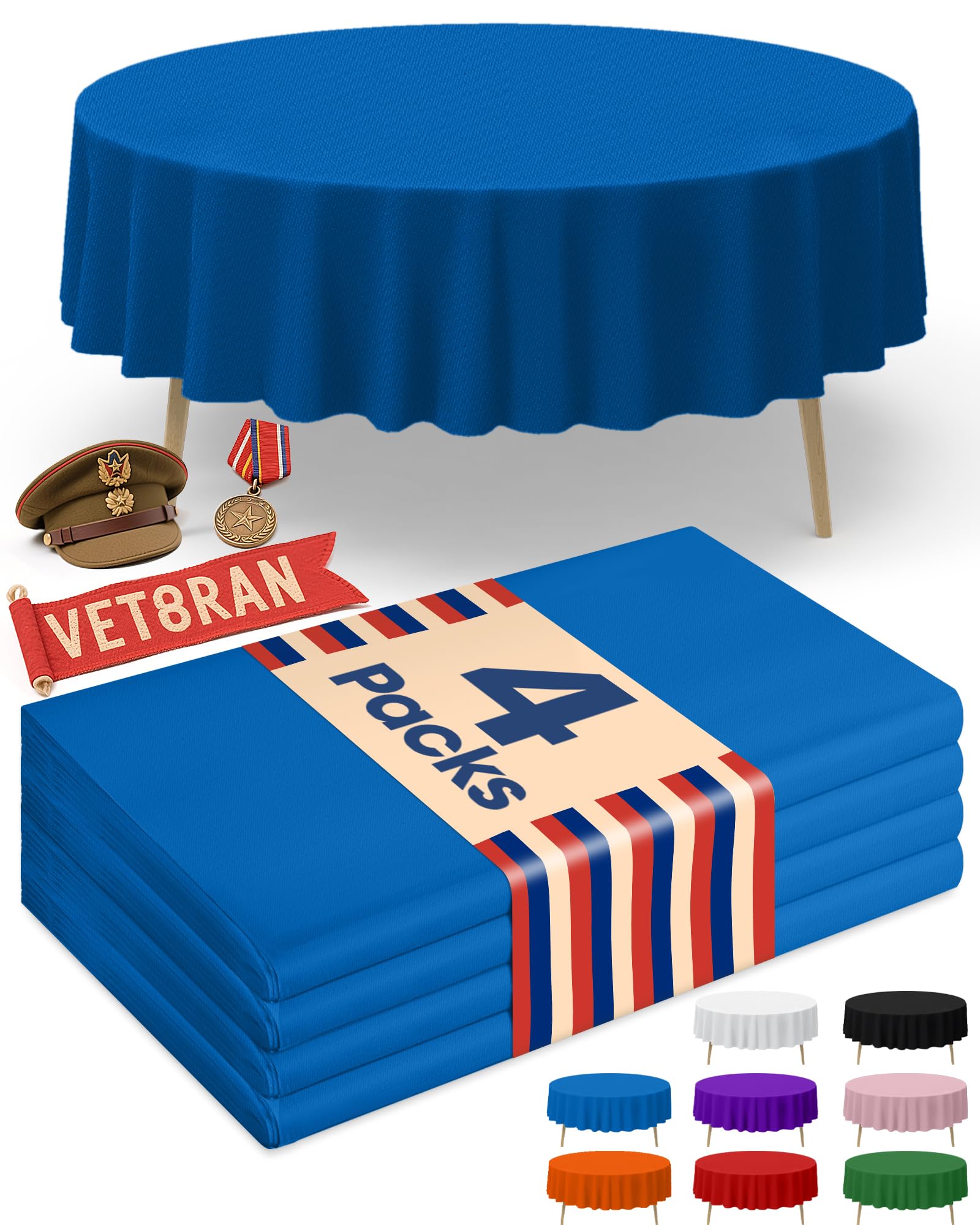 Niuara Blue Plastic Table Cloth Disposable, 4 Pack, 84 in