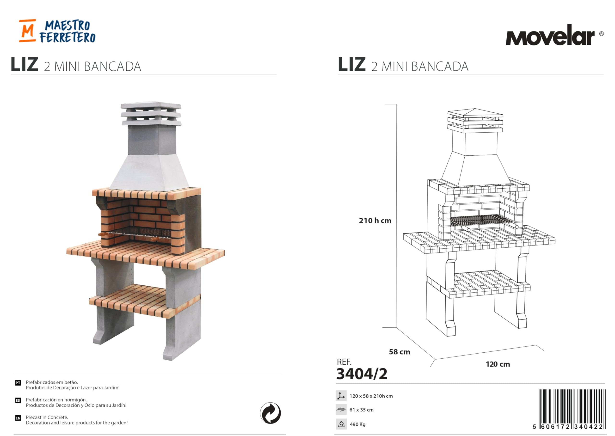 Movelar Barbecue Liz XL Plus con mini panchine