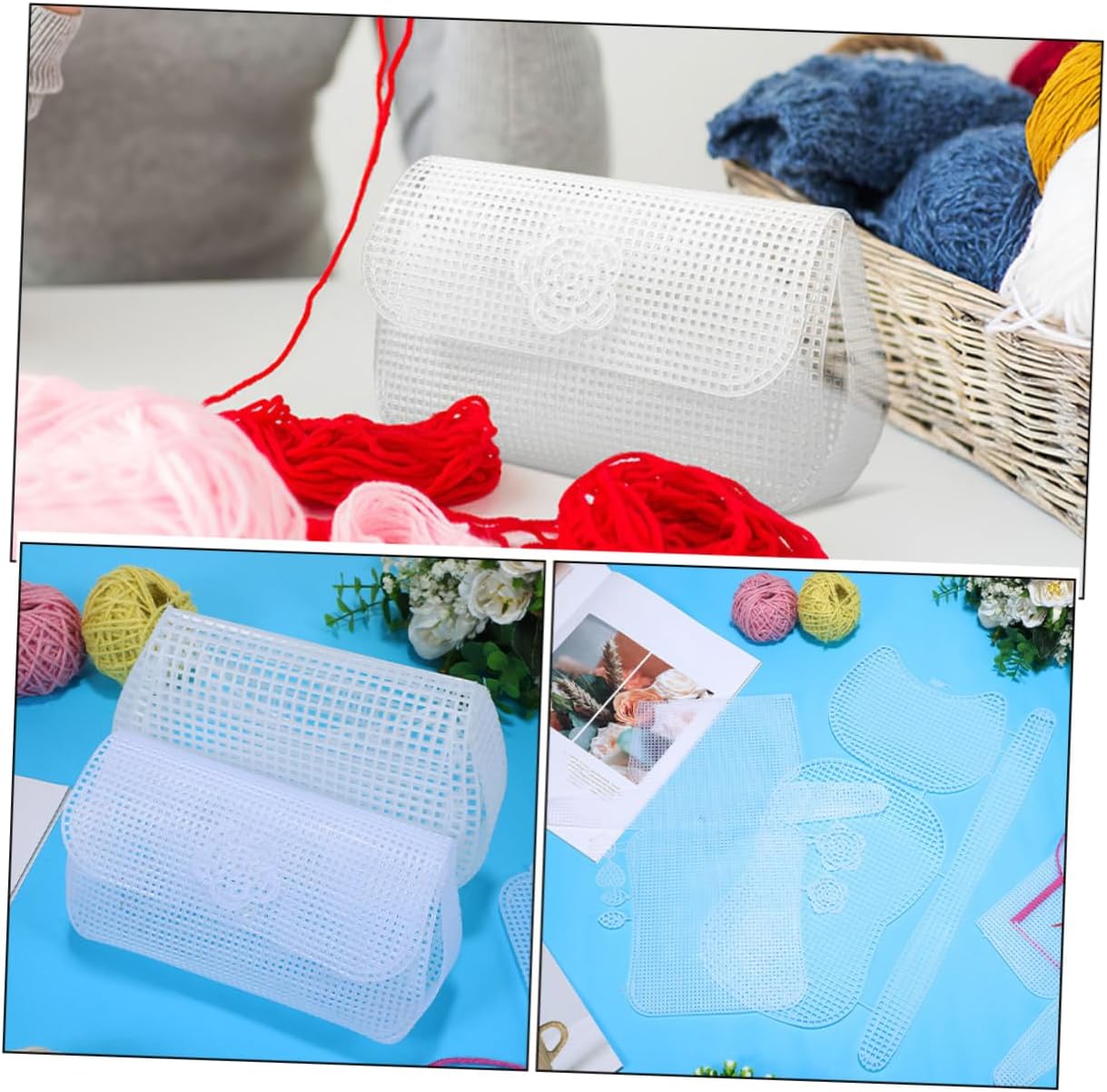 Vaguelly 10sets Plastic Mesh Sheets for Embroidery and Bag Making for Creative Crafts and Weaving Projects Lightweight and Safe for All Ages