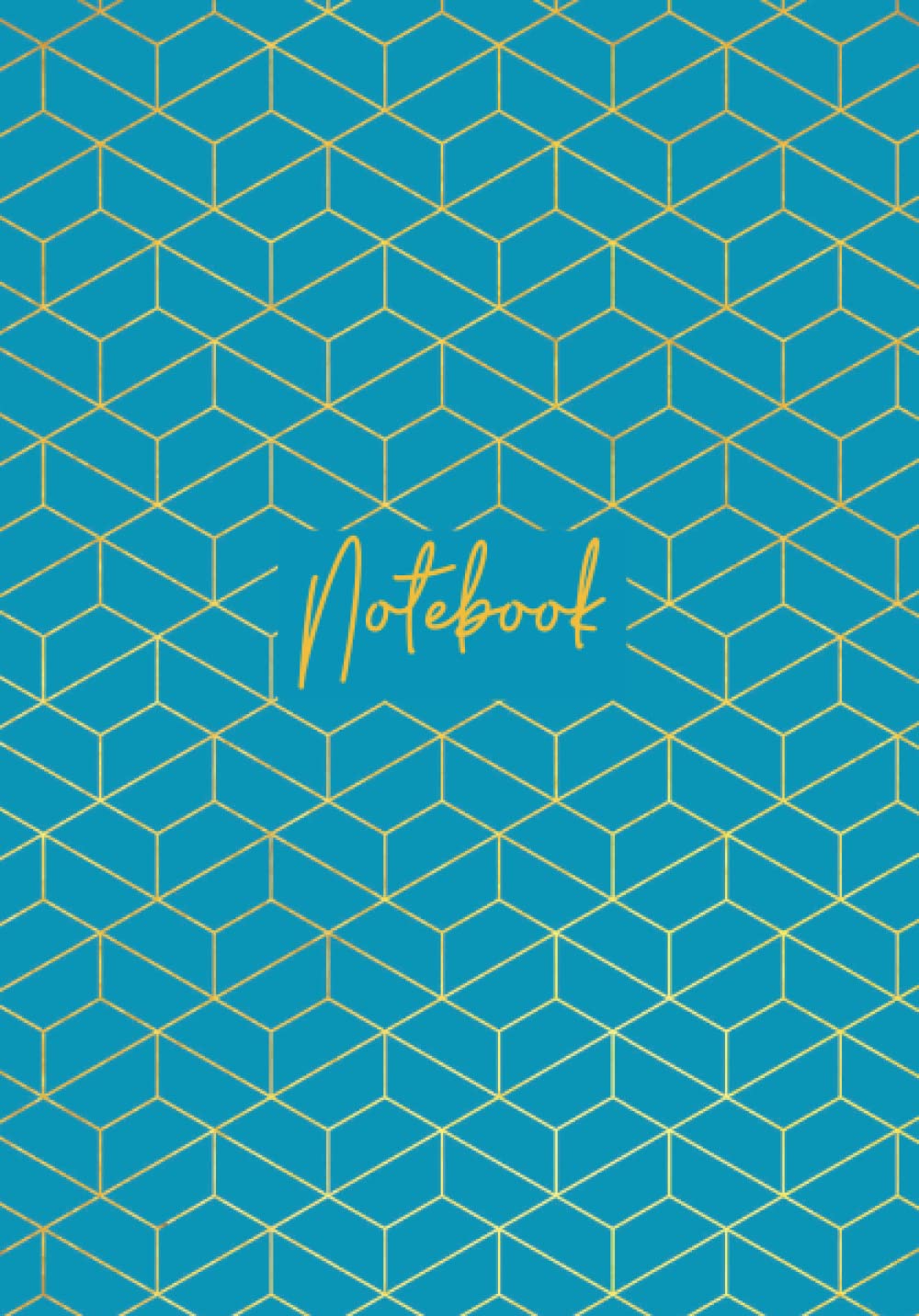 Notebook: A5 Gold and teal geometric print, paperback, 101 lined white pages (Geometric print notebooks)