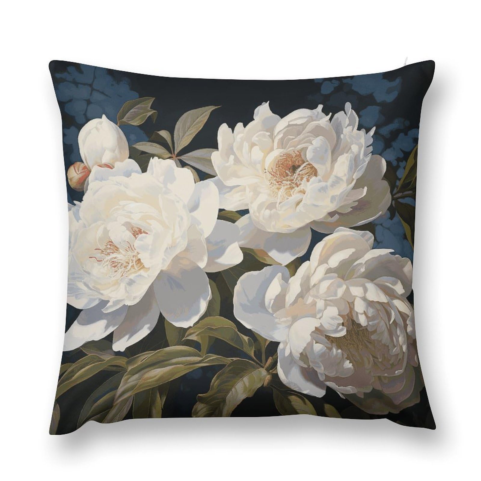 MUSM White Peony Throw Pillow Cover 18 "x18 Wrinkle&Fade Resistant Cozy Soft Plush Pillow Case Protector Double-Sided Personalized Pillowcase Pillow Shams Cushion Cover for Home