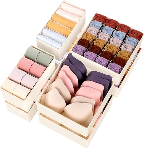 Criusia Juego de 8 divisores organizadores de cajones para calcetines y ropa interior, organizadores plegables de armario y contenedores de