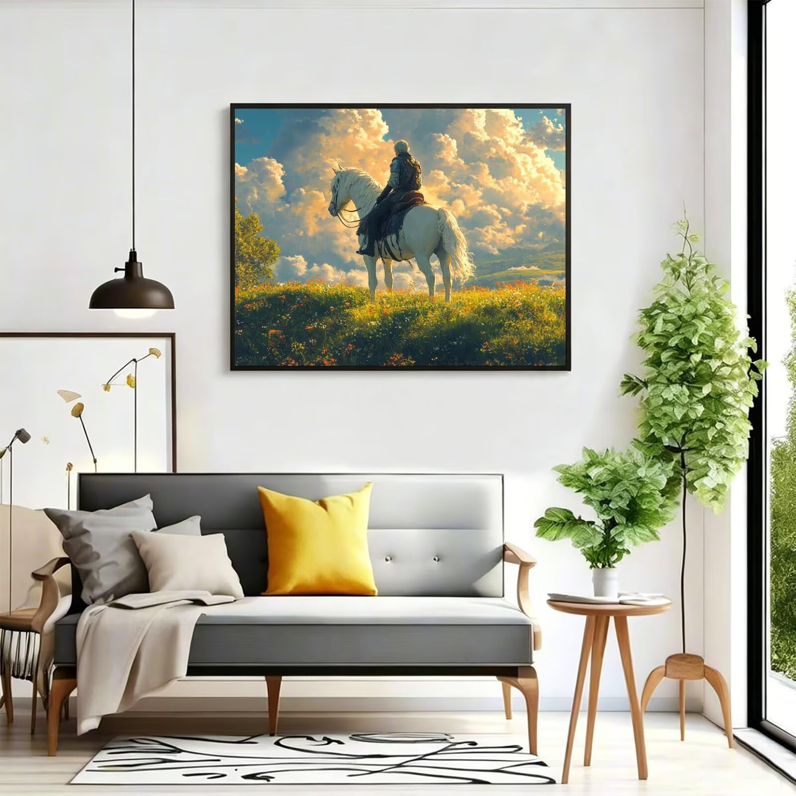 Malen nach Zahlen Erwachsene Pferd Paint by Numbers for Adult, DIY Wiesen Handgemalt Ölgemälde, Canvas for Painting 100x150cm Ohne Rahmen, Painting by Numbers Kit, Deko Wohnzimmer und Geschenke, q-490