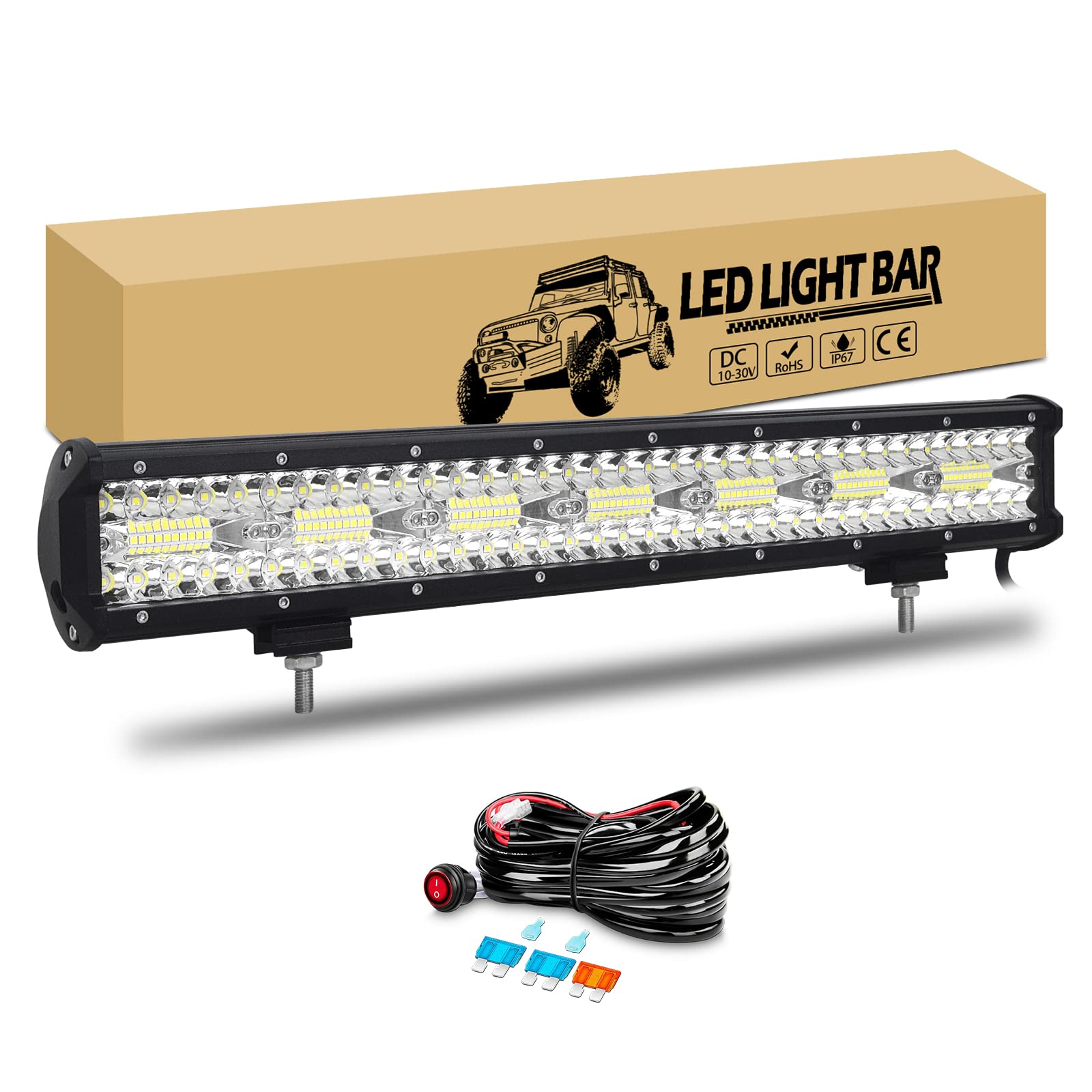 RIGIDON Led Bar 20 cal 51cm 420W Praca Światło Pręty z 12V Zestaw Okablowania, Dalekiego Zasięgu Światło Jazdy Światła Jazdy dla Off Road Ciężarówka Ciągnik Samochód SUV 4x4