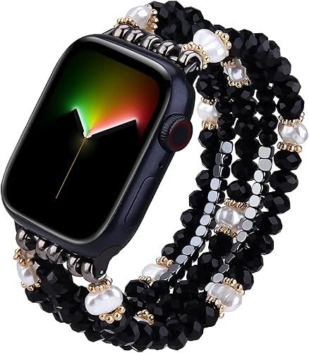 Miniatura 1 de MOFREE Pulsera de cuentas compatible con Apple Watch Band de 1.496 pulgadas, 1.575 pulgadas, 1.614 pulgadas, correa elástica con cuentas de perlas