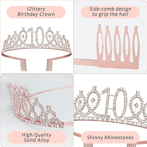 Miniatura 5 de Decoraciones de cumpleaños de 13 años para ella  5 regalos que incluyen corona de tiara número 13, banda, decoración de pasteles, globos, velas de