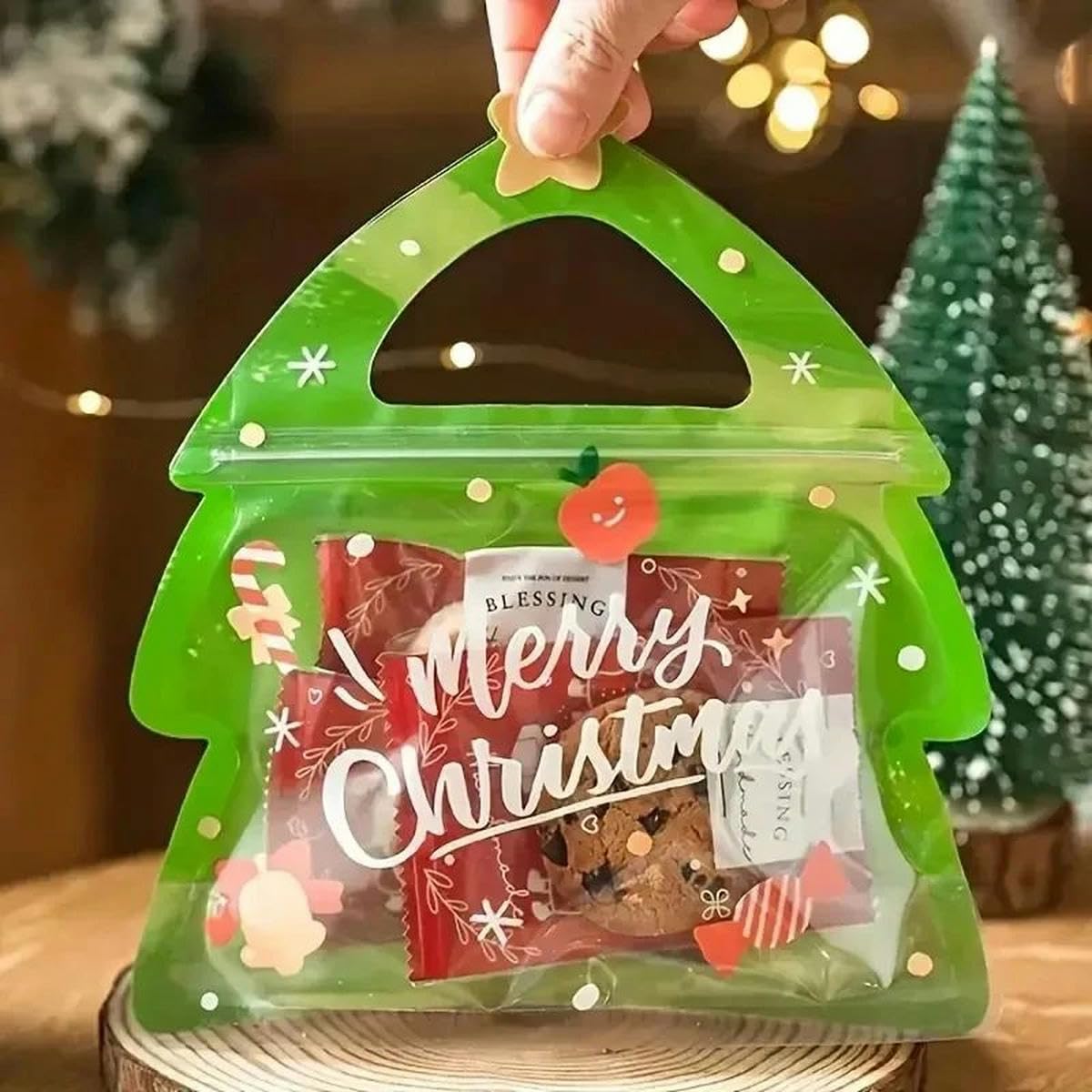 200 Stück Weihnachtsfest-Geschenktüten, Weihnachtsbaum, Hirschform, Kekse, Süßigkeitenbeutel für Kindergeburtstag, Party, Dekoration, Süßigkeiten-Paket