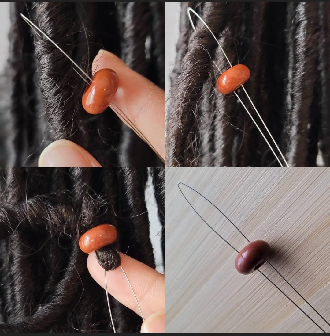 Beaditwearitloveit 3 PCS Hair Bead Threaders Combo Set, 1 Large and 2 Small Loc Bead Applicators, Quick Beader for Hair Braids Hair Beader Tools, Braid Stringer Dreadlock Accessories