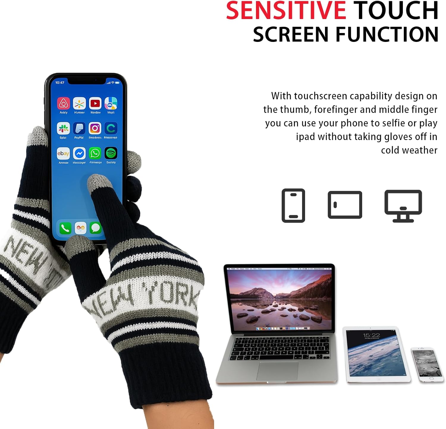 Vintage Classic Skull Cap Beanie Hat Cuffed Winter Hat Knit Comes with Warm Gloves Gifts for Unisex Fans - Image 4