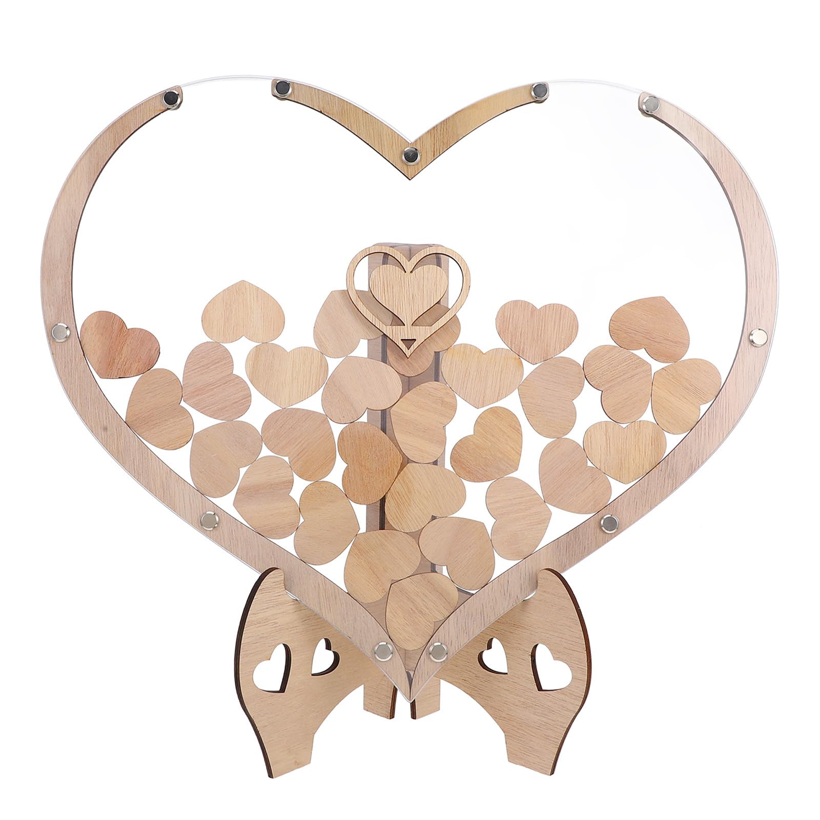 STOBAZA Libro de Visitas de Boda Forma de Corazón de Madera para Decoraciones de Boda para Recepción, Pieza Versátil y Diseño Romántico para Ocasiones Obsequios