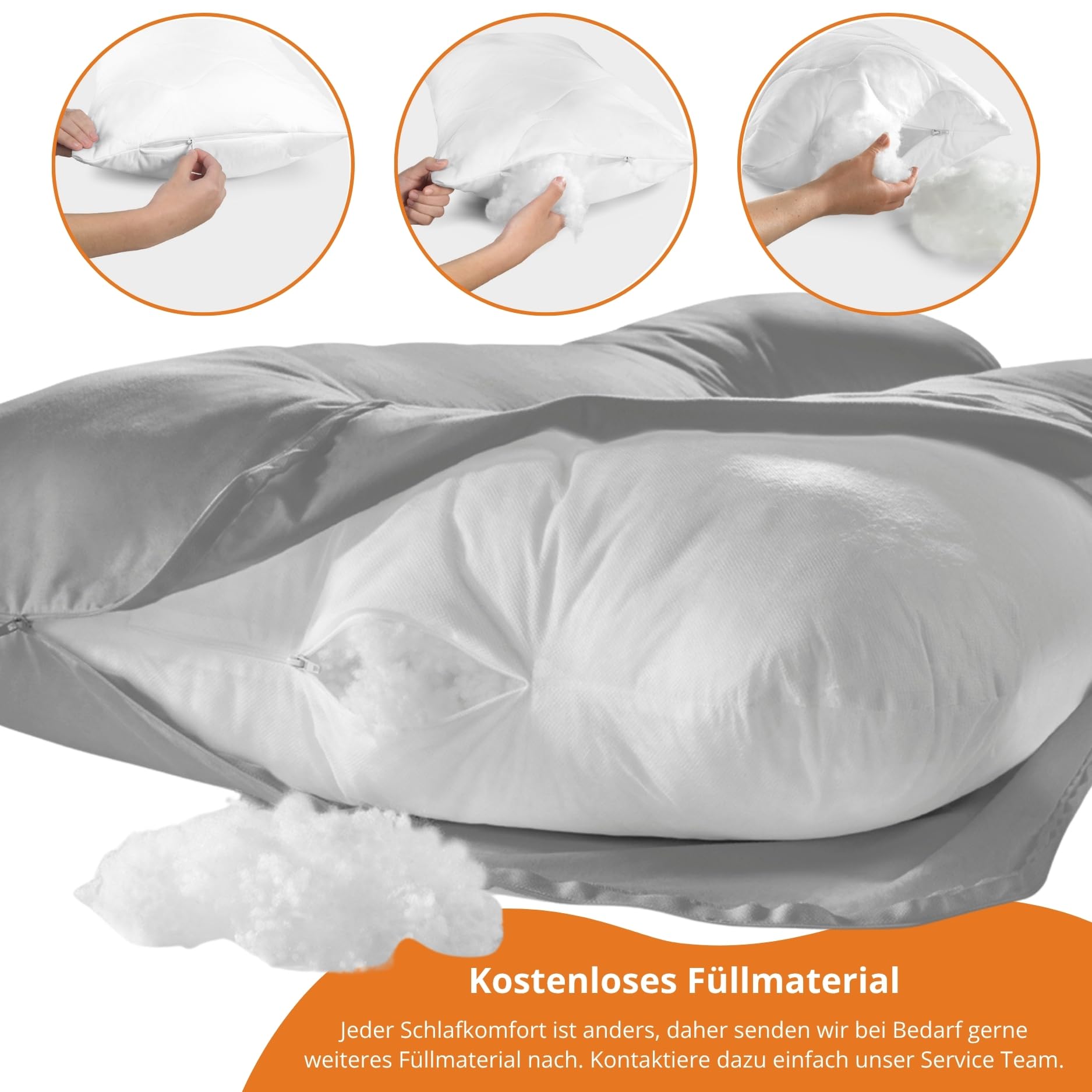 sleepling Schwangerschaftskissen, Seitenschläferkissen, Stillkissen mit Bezug aus Mikrofaser, Schwangerschaft Kissen, Pregnancy Pillow, Waschbar, Oeko-TEX, Made in EU, 140x75x20 cm, grau