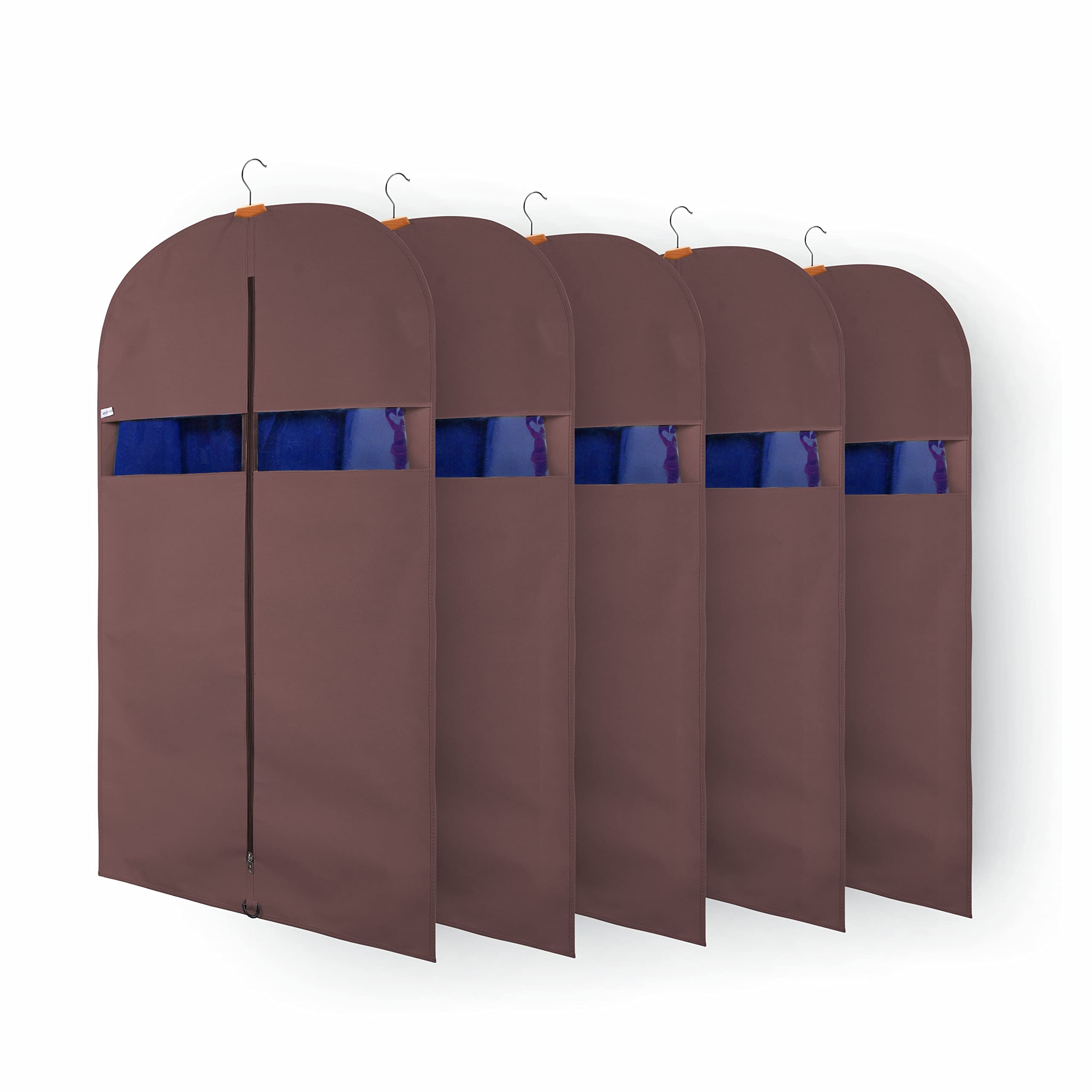 SOLSTICE Suit Cover Big Size with Zip of (40 x 24 inch) | Suit, Coat, Blazer, Jacket Cover (Pack of 5)(Brown)