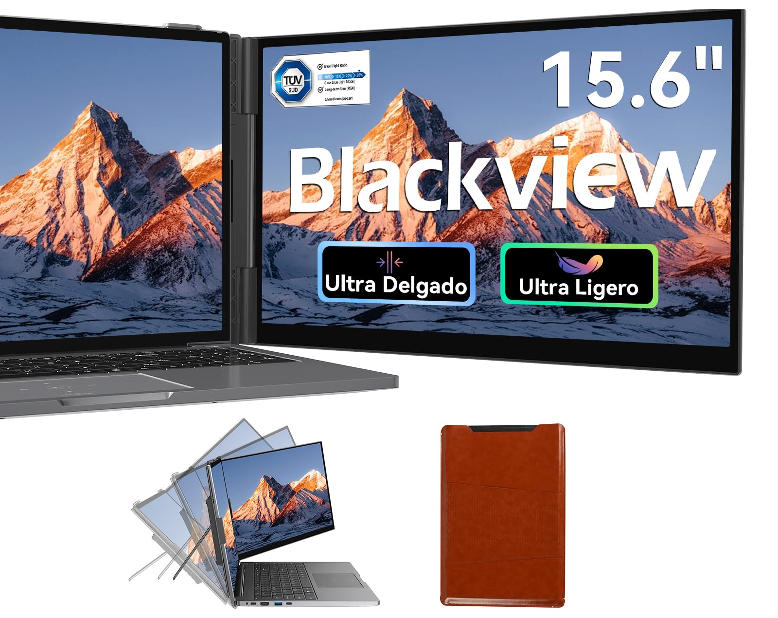 Blackview SCM8 Monitor Portatil 15,6" FHD 100% sRGB 1200P IPS Pantalla Portatil Extensible,Certificación TÜV Luz Azul Baja,con HDMI/USB-A/Tipo-C Plug and Play,Windows/Mac/Chrome/Switch/PS5
