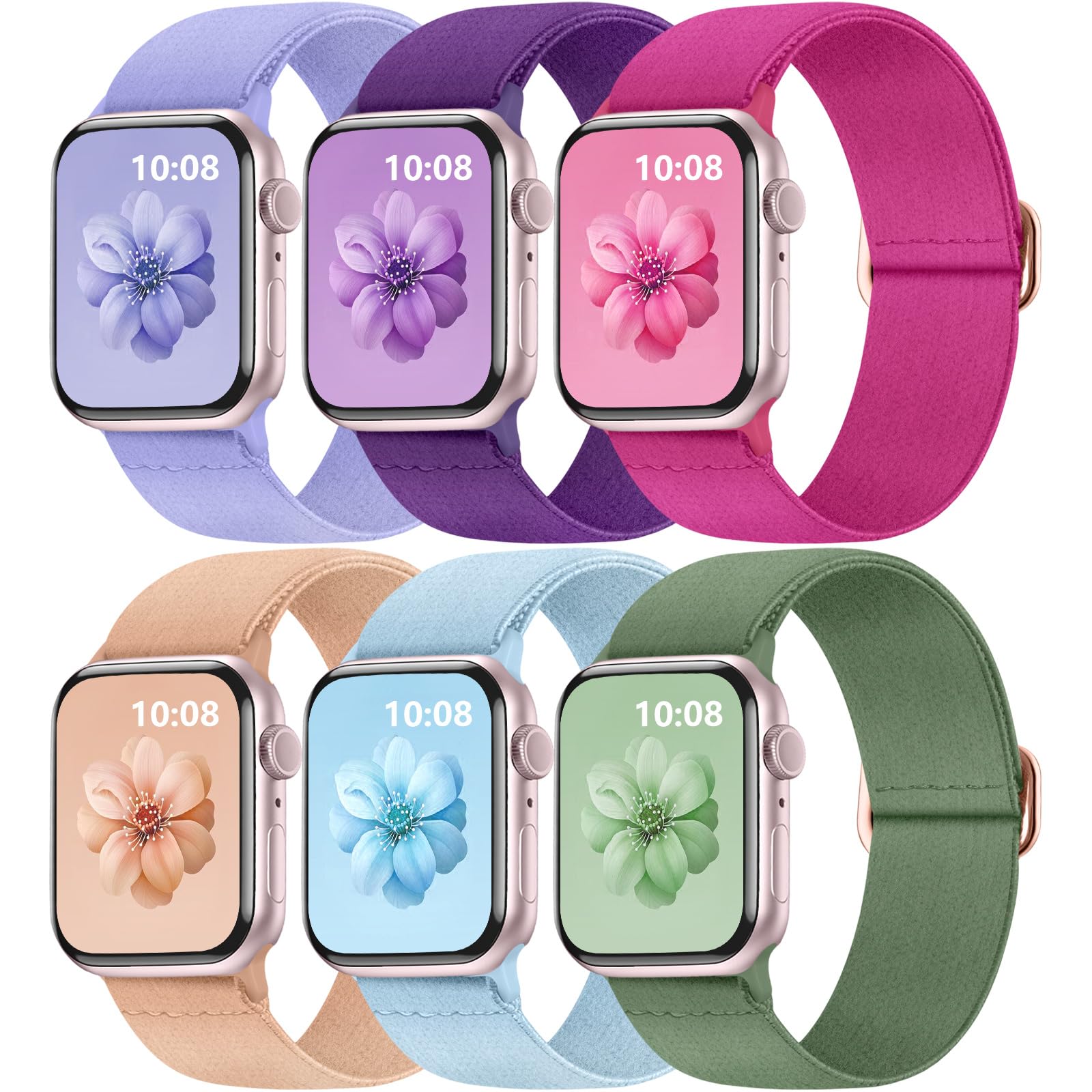 Maledan Cute Band Compatible with Apple Watch Bands for Women Girl 41mm 40mm 42mm 44mm 45mm 49mm 38mm, Stretchy Soft Fluffy Replacement Straps for Apple Watch SE Bands iWatch Series 9 8 7 6 5 4 Ultra