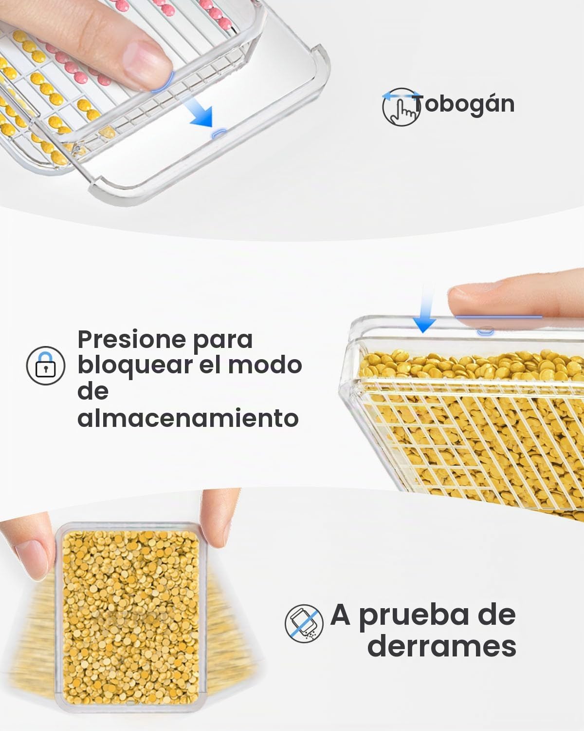 ARTDOT 60 Piezas de bandejas de Diamond Painting Adultos con Tapa, 2-EN-1 Kits Accesorios y Herramientas de Pintura de Diamante apilabless
