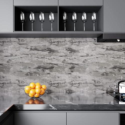 Miniatura 2 de CRE8TIVE Papel tapiz de hormigón gris manchado, papel tapiz texturizado de cemento, autoadhesivo y extraíble, extraíble, papel de contacto de