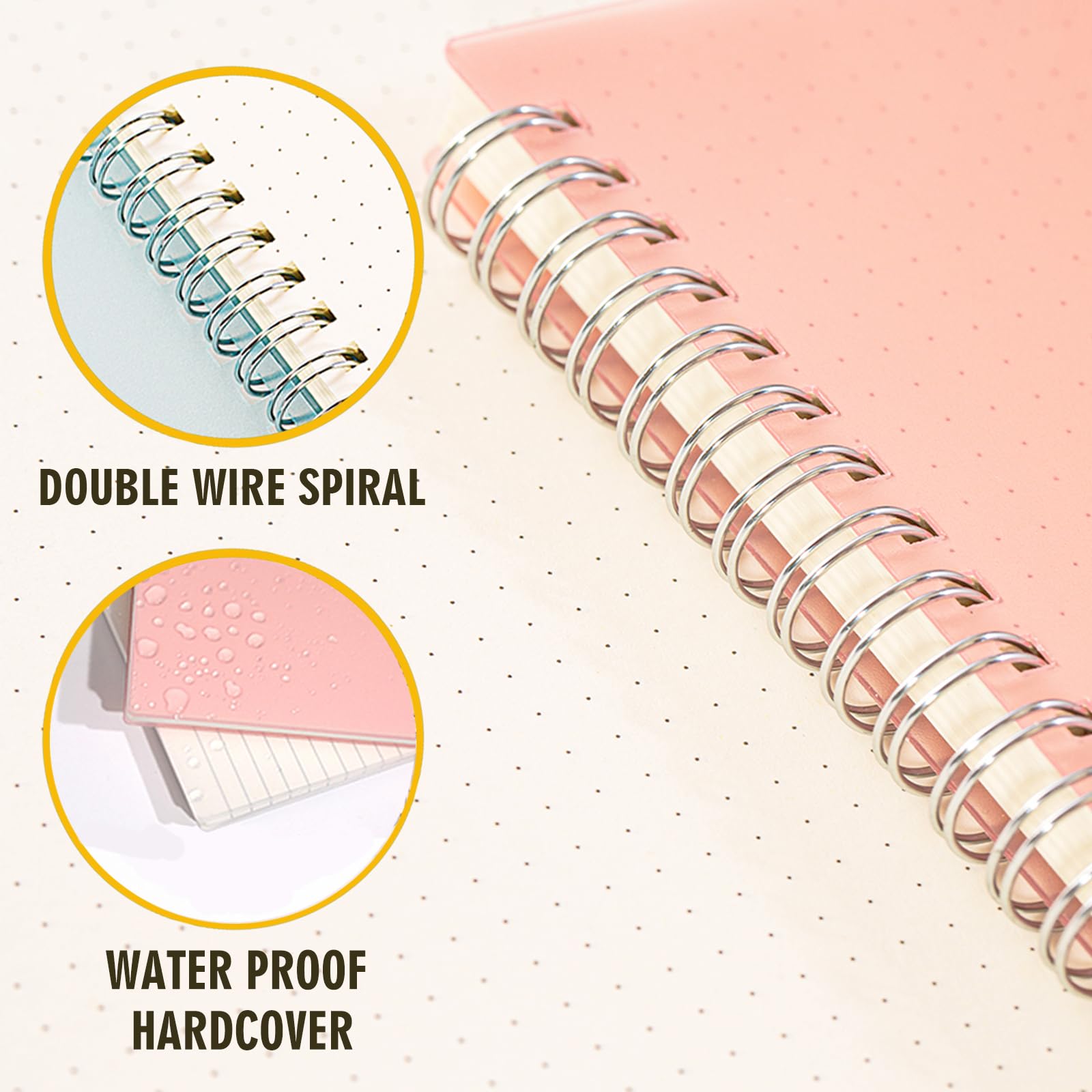 OWSC 4 Pack Dot Notizbuch, 5,9 x 8,3 Zoll Spiralnotizbücher für Arbeit, Schule und Journal mit 110 GSM Journal Dotted Paper, kleines Notizbuch mit 80 Blatt/160 Seiten, Hardcover Dot Journal Notizbuch | College-Notizbücher, liniert für Notizen, Schule und
