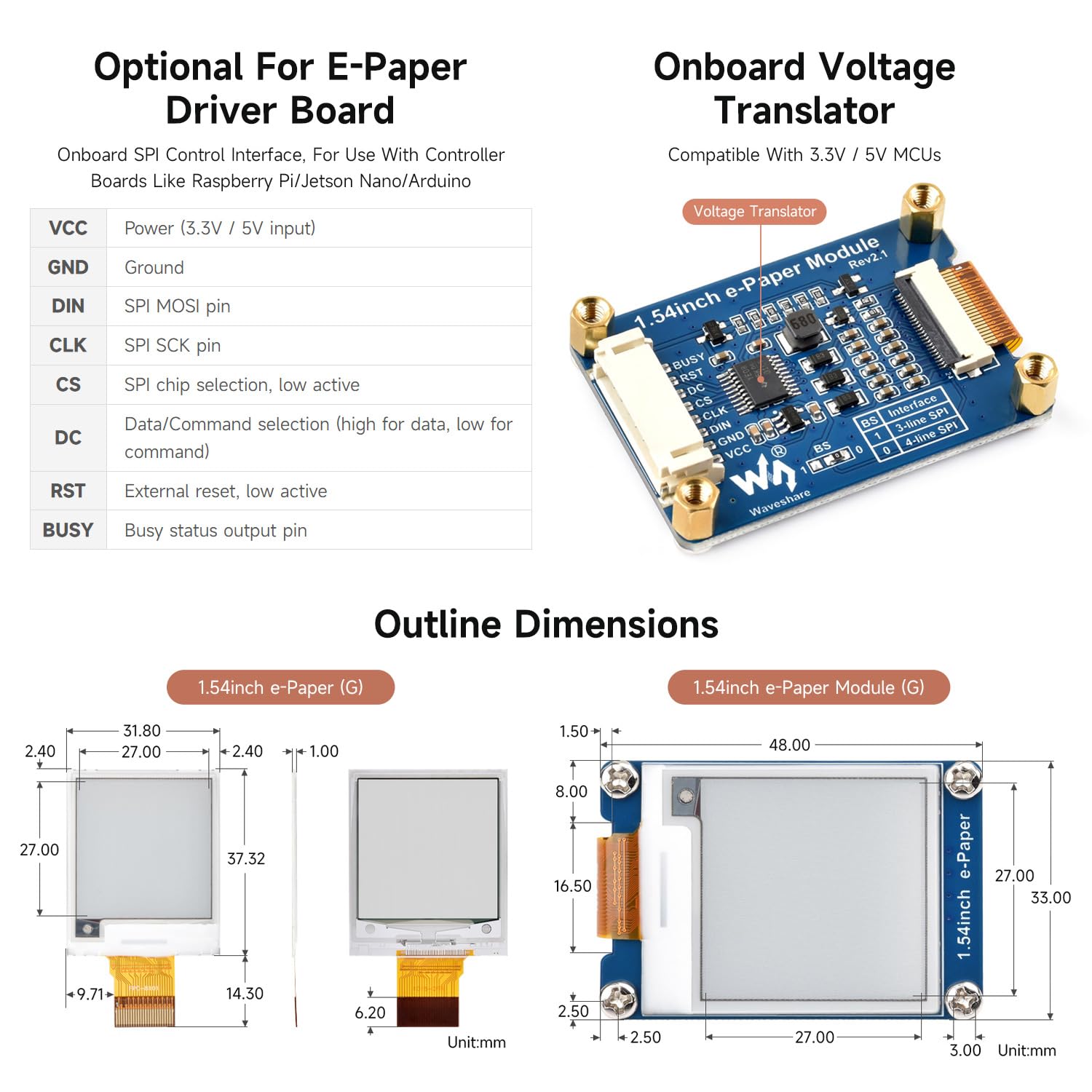 Carte De Développement ESP32-S3 Avec écran E-paper 1,54 Pouces - Wi-Fi & Bluetooth, Pour Projets IoT Et IA
