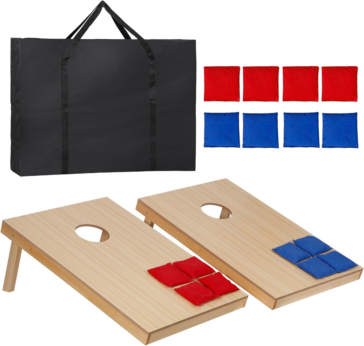Smartxchoices 4FT X 2FT/ 3FT X 2FT Wooden Bean Bag Cornhole Game Set with 8 Bean Bags and Carrying Case