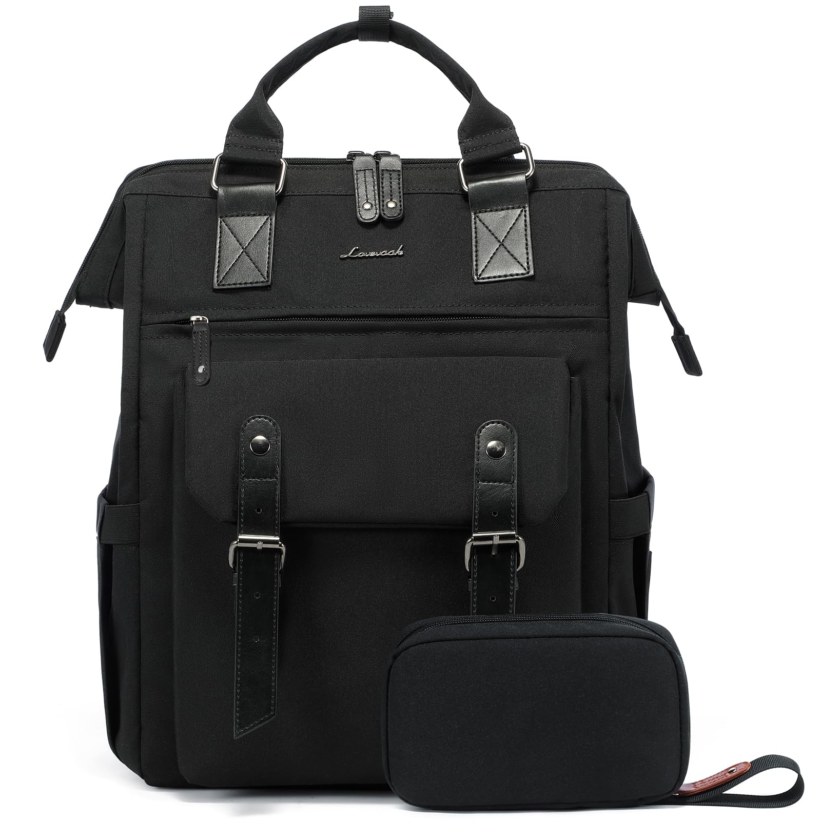 LOVEVOOK Laptop Backpack for Women, College School Backpack Student Bookbag, Teacher Work Bags Travel Backpack Purse, Business Computer Bag Commuter Nurse Bags, 15.6 Inch, BlackOEKO-TEX STANDARD 100