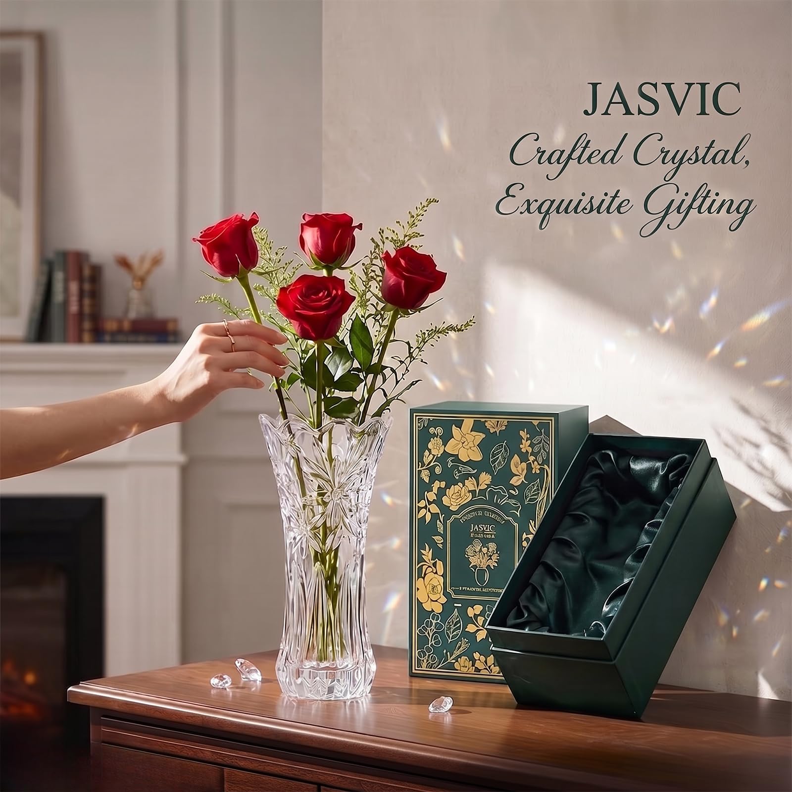 クリスマスに最適！Baccarat クリスタルスタッキング花瓶　元箱付き Amazon.co.jp: 豪華なギフトボックス付きクリスタルガラスの花瓶、透明