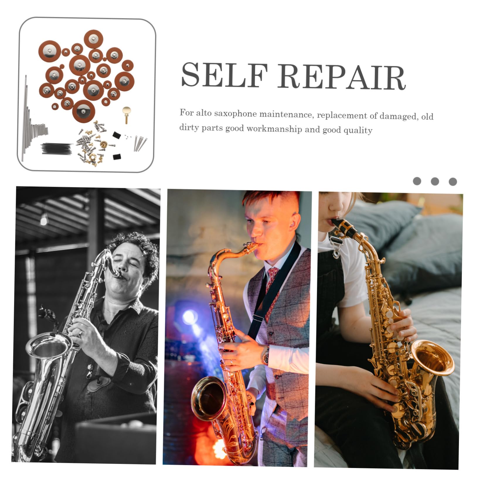 TOYANDONA Altsaxophon Zufällige Farbe zur Wartung und Ersatz Beschädigter Teile Reparaturset mit Metall und Sheepskin Teilen Geeignet für Selbstgemacht Enthusiasten und Saxophonliebhaber